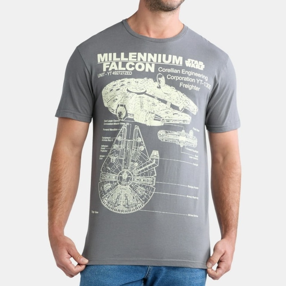 Disney / Star Wars Millenium Falcon Corellian Freighter Graphic Tee Shirt